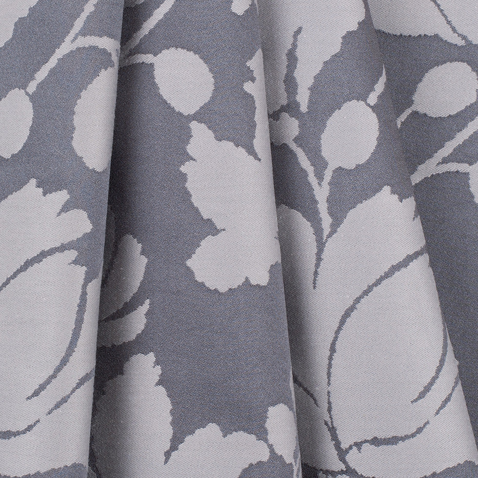 Gray Floral Polyester Sateen/Jacquard - Folded