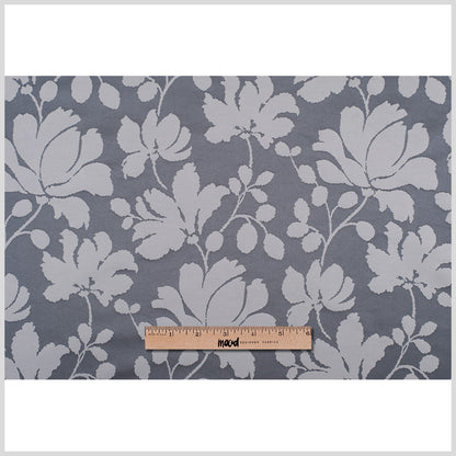 Gray Floral Polyester Sateen/Jacquard - Full