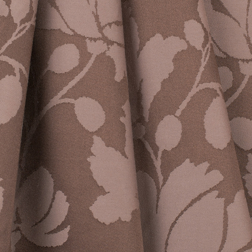 Brown Floral Polyester Sateen/Jacquard - Folded