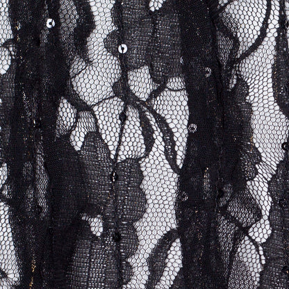 Famous Designer Black Ruffled Strips Lace - Detail
