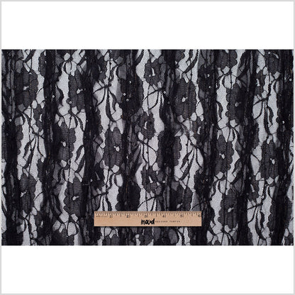 Famous Designer Black Ruffled Strips Lace - Full