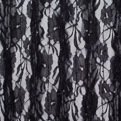Famous Designer Black Ruffled Strips Lace