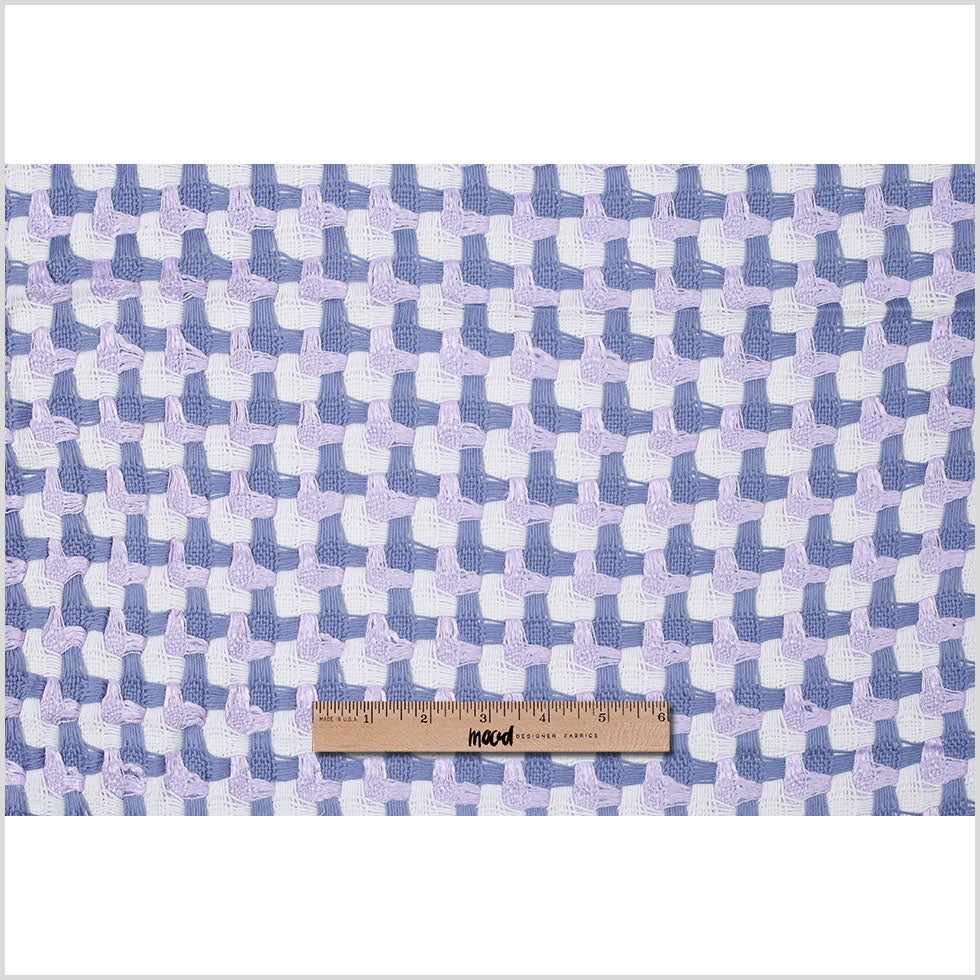 Italian Lavender and Ivory Cotton Novelty Houndstooth Woven Full