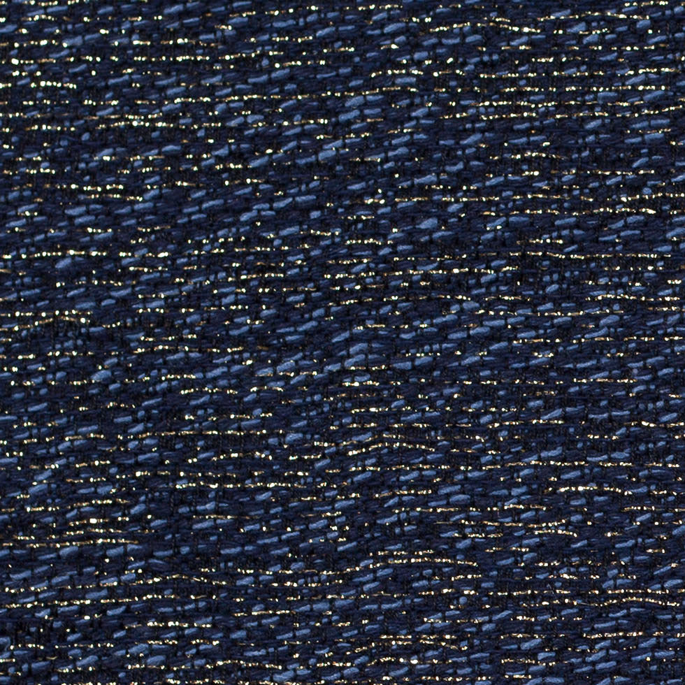 Dusky Blue, Black and Metallic Gold Novelty Woven Detail