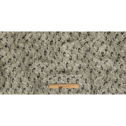 Famous NYC Designer Pewter and Bone White Abstracted Floral Crinkled Silk Chiffon - Full