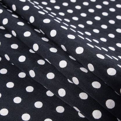 Black and Ivory Polka Dotted Embroidered Woven - Folded