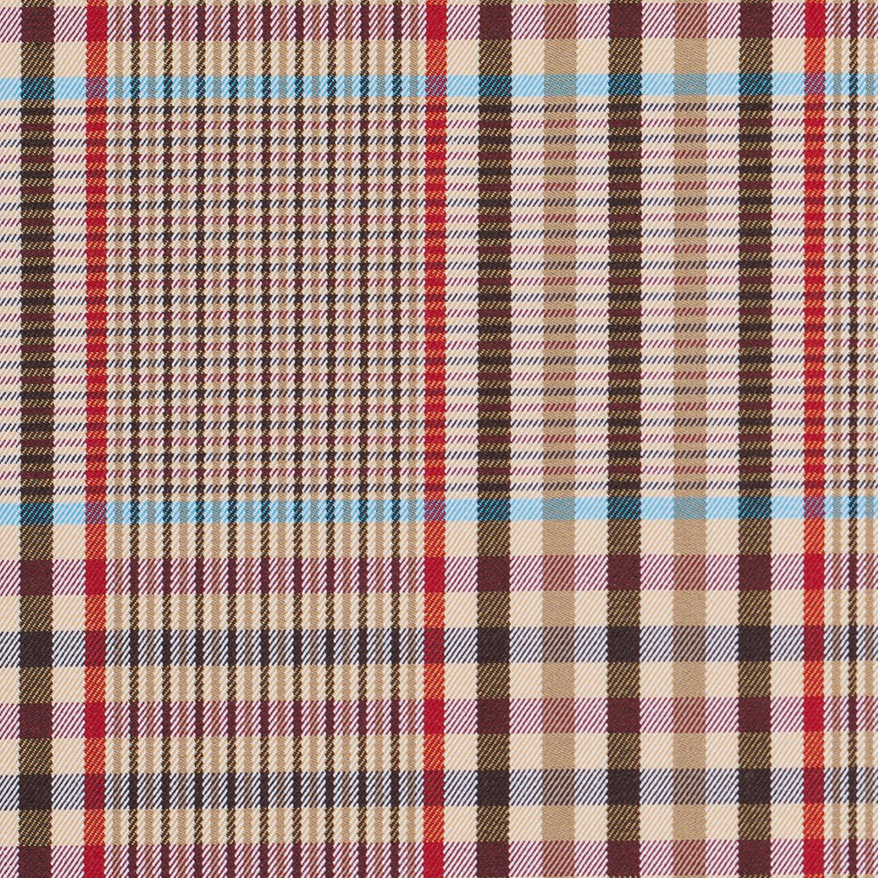 Tan Plaid Cotton Blend Detail