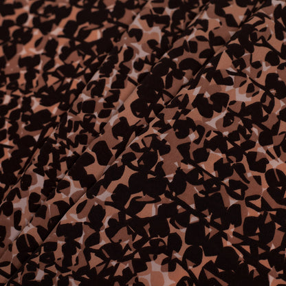 Famous Designer Pink and Brown Abstract Polyester Print - Folded