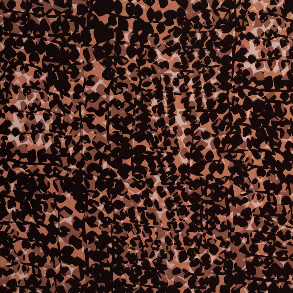 Famous Designer Pink and Brown Abstract Polyester Print