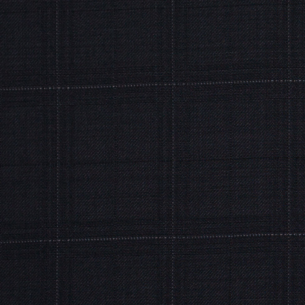 Black Windowpane Wool Suiting - Detail