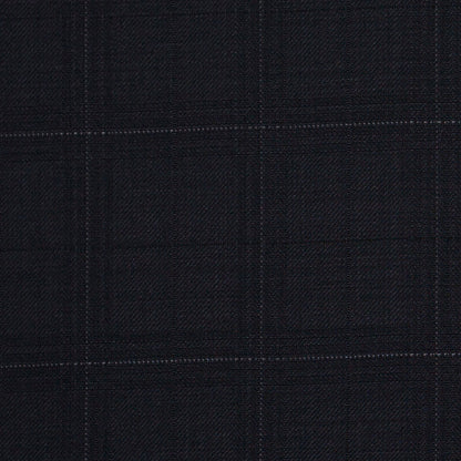 Black Windowpane Wool Suiting - Detail