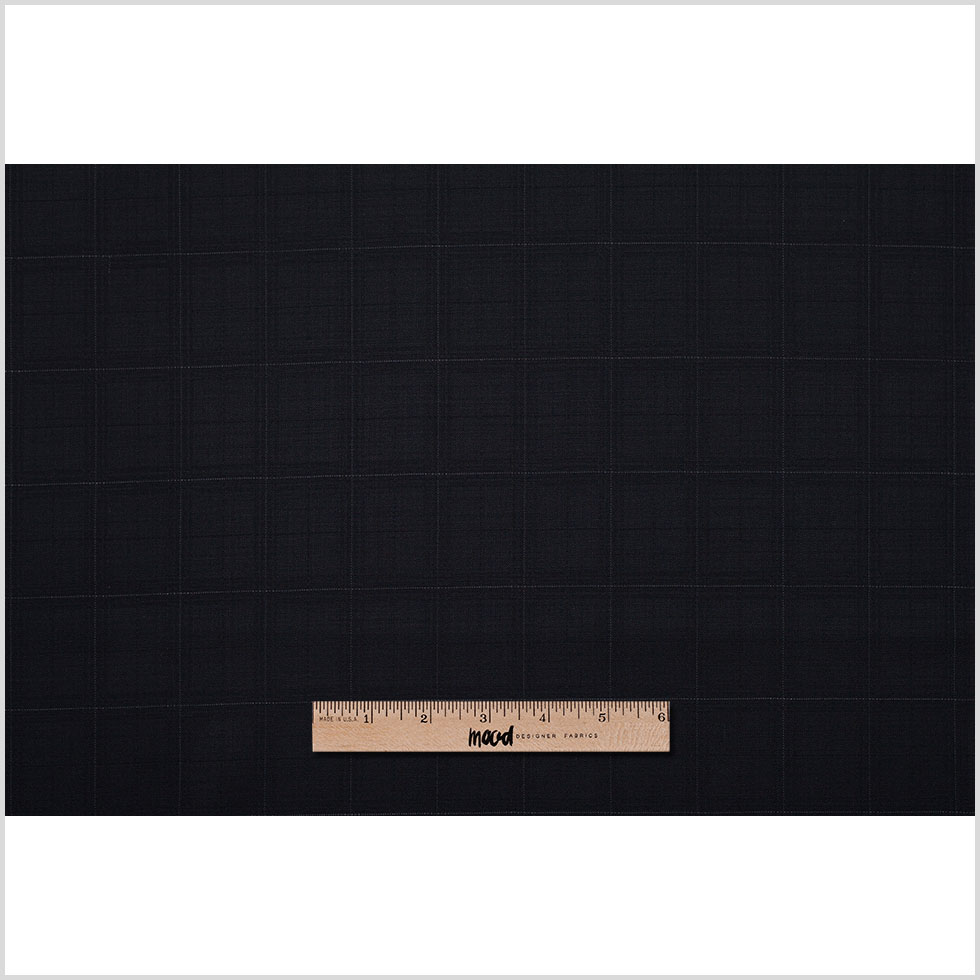 Black Windowpane Wool Suiting - Full