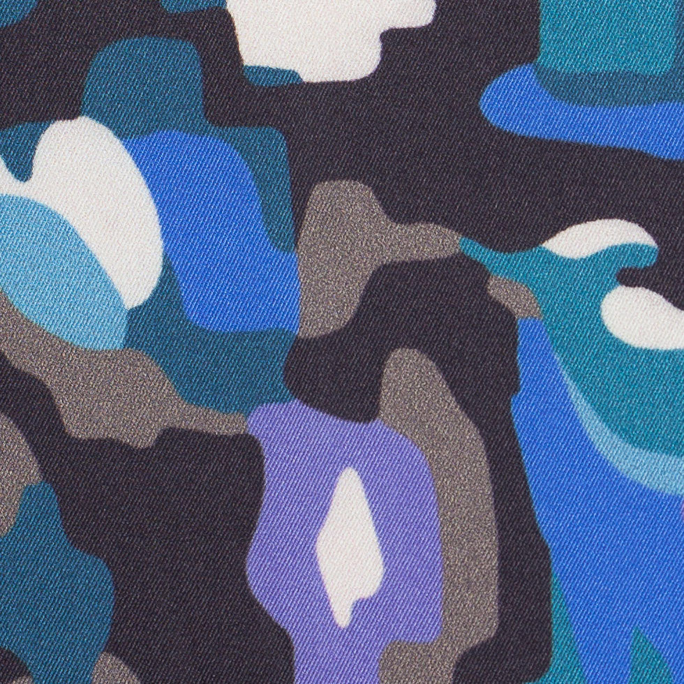 NYC Designer Teal Camo Poly Charmeuse Detail