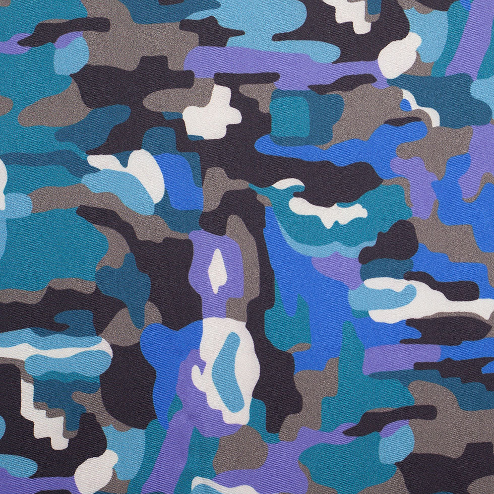 NYC Designer Teal Camo Poly Charmeuse