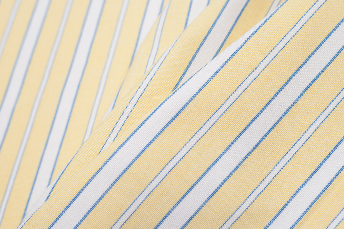 Pale Yellow, Blue and White Striped Handwoven Cotton Folded