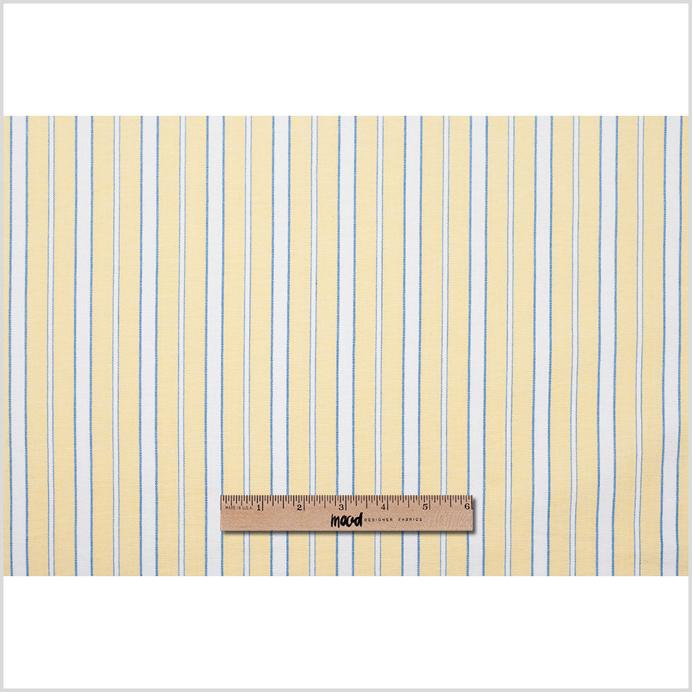 Pale Yellow, Blue and White Striped Handwoven Cotton Full