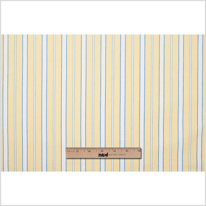 Pale Yellow, Blue and White Striped Handwoven Cotton Full