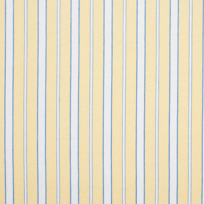 Pale Yellow, Blue and White Striped Handwoven Cotton