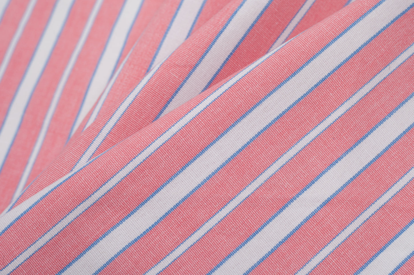 Cotton Candy Pink, Blue and White Striped Handwoven Cotton - Folded