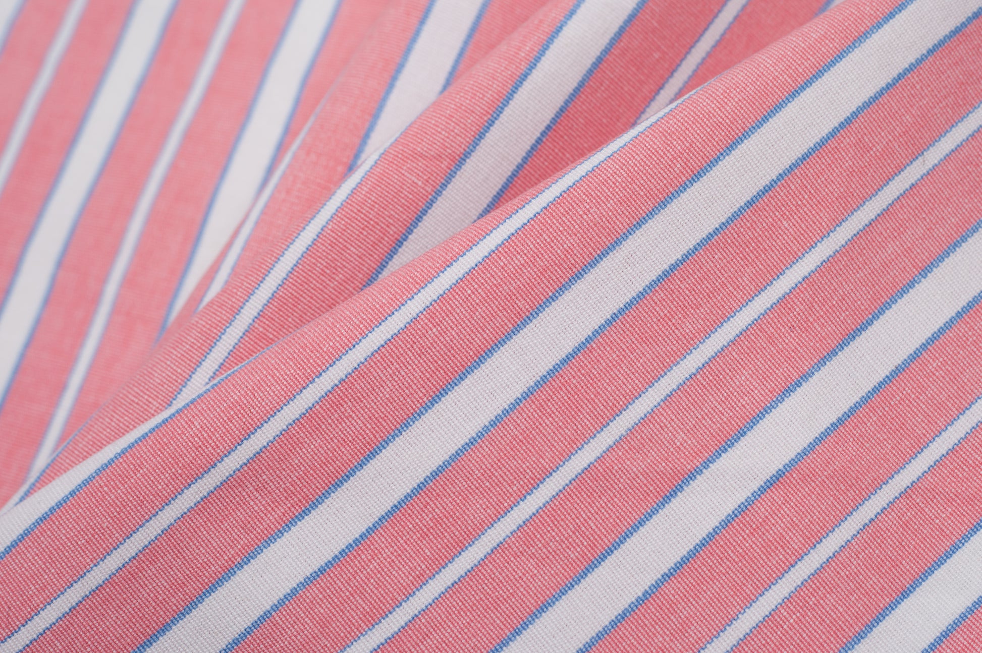 Cotton Candy Pink, Blue and White Striped Handwoven Cotton - Folded