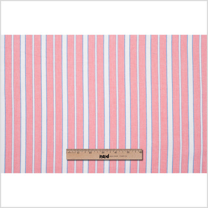 Cotton Candy Pink, Blue and White Striped Handwoven Cotton - Full