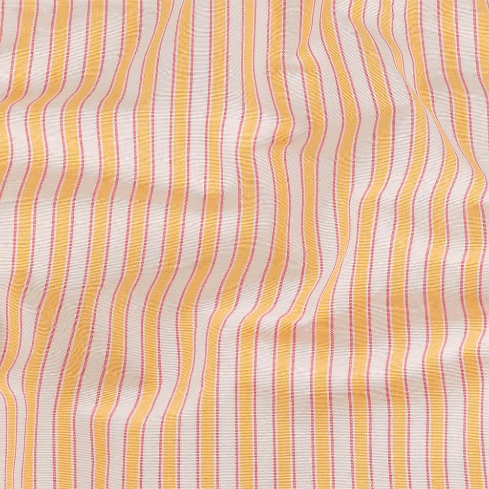 Citrus Yellow, Rose and White Striped Handwoven Cotton