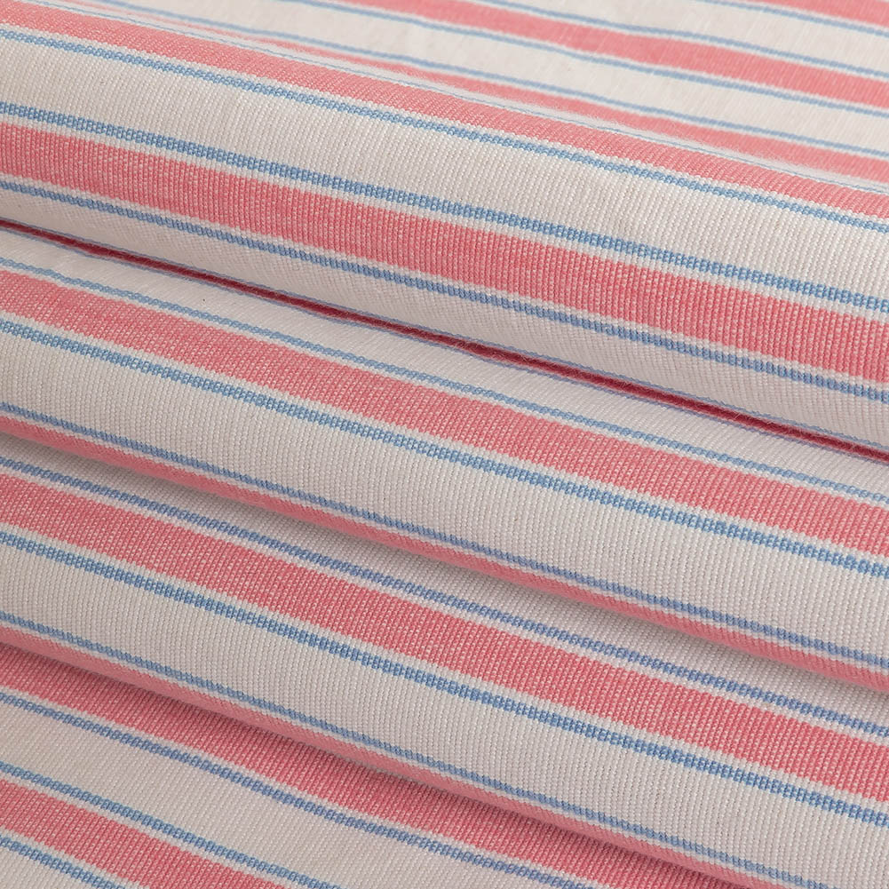 Cotton Candy Pink, Blue and White Striped Handwoven Cotton Folded