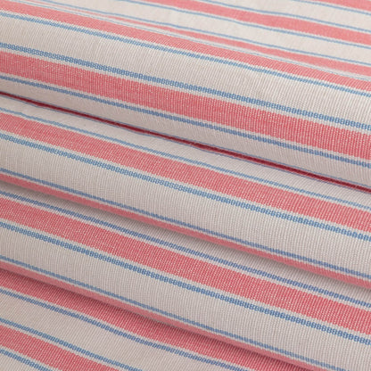 Cotton Candy Pink, Blue and White Striped Handwoven Cotton Folded