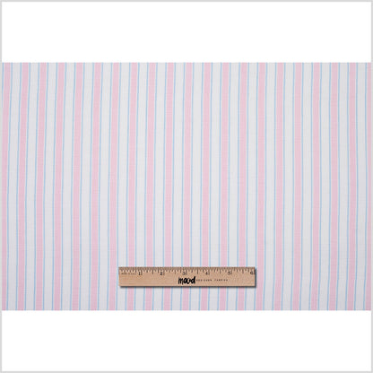 Baby Pink, Blue and White Striped Handwoven Cotton - Full
