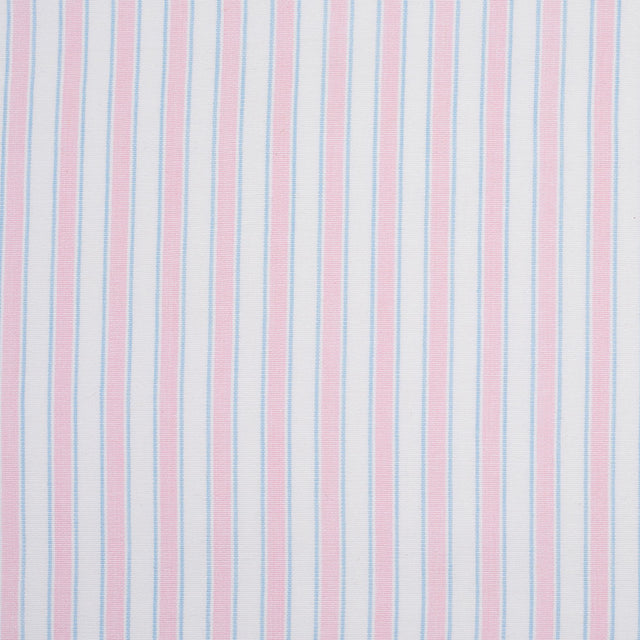 Baby Pink, Blue and White Striped Handwoven Cotton