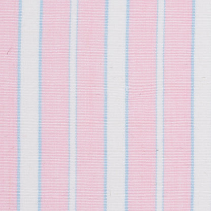 Baby Pink, Blue and White Striped Handwoven Cotton - Detail
