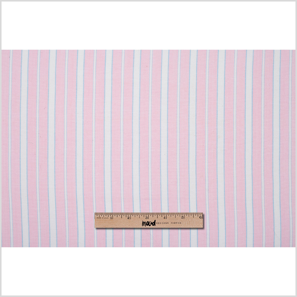 Baby Pink, Blue and White Striped Handwoven Cotton - Full