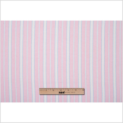 Baby Pink, Blue and White Striped Handwoven Cotton - Full