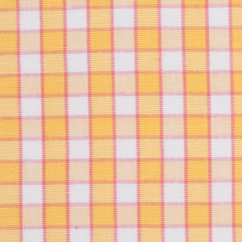 Citrus Yellow and Cotton Candy Pink Checked Handwoven Cotton - Detail