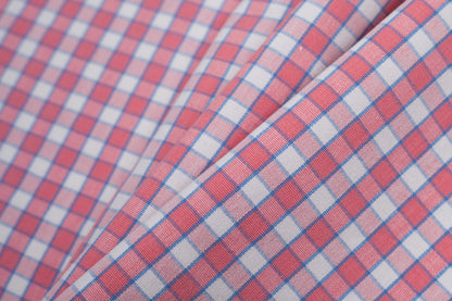 Cotton Candy Pink and Blue Checked Handwoven Cotton Folded