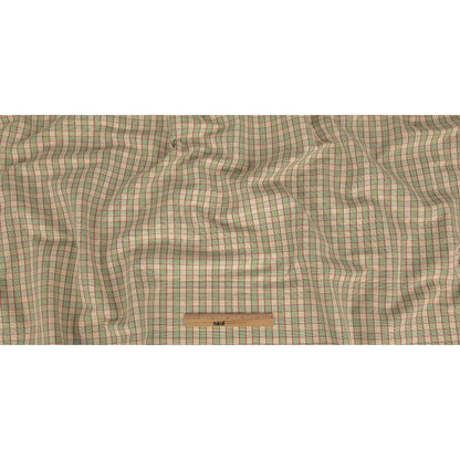 Mint Green and Red Checked Handwoven Cotton - Full