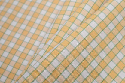 Citrus Yellow and Green Checked Handwoven Cotton - Folded