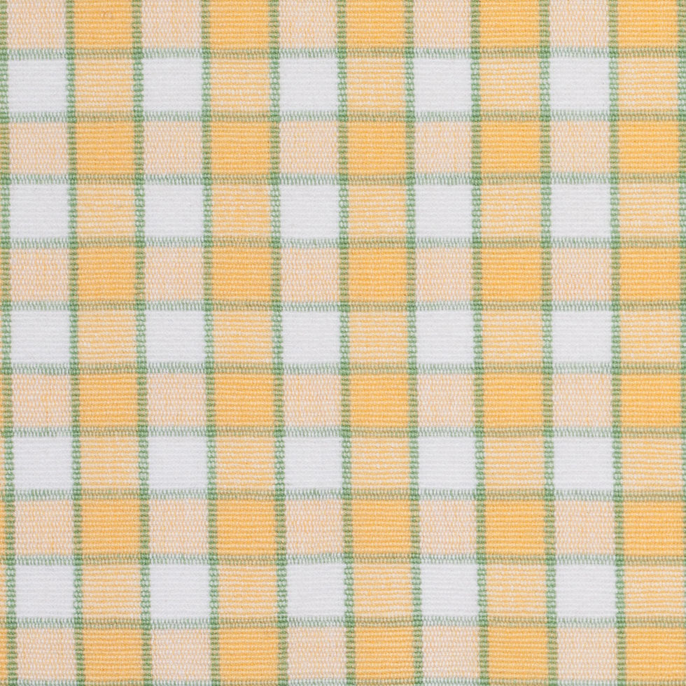 Citrus Yellow and Green Checked Handwoven Cotton - Detail