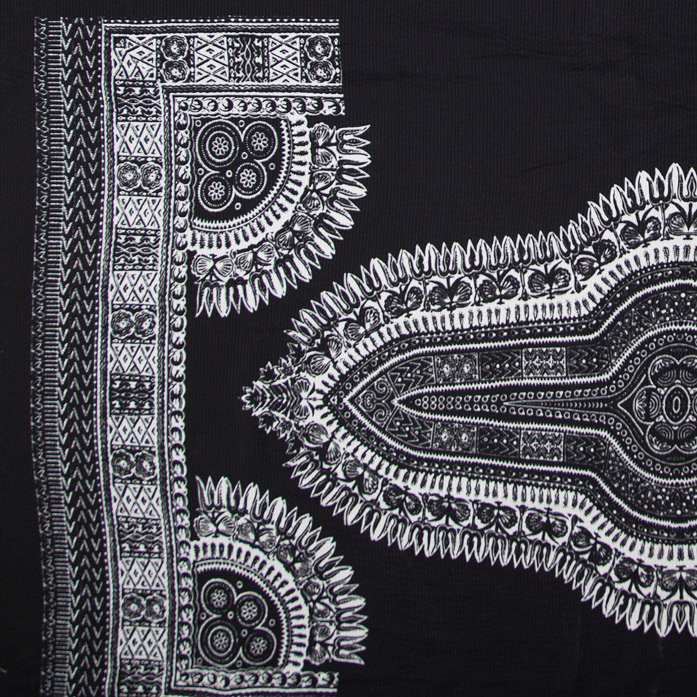 Famous NY Designer Textured Silk Tribal Print Panel
