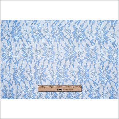 Regatta Blue and Metallic Silver Mesh Lace Full