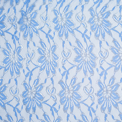 Regatta Blue and Metallic Silver Mesh Lace