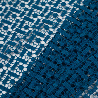 Medium Weight Cotton Lace - Turkish Tile Blue Geometric Folded