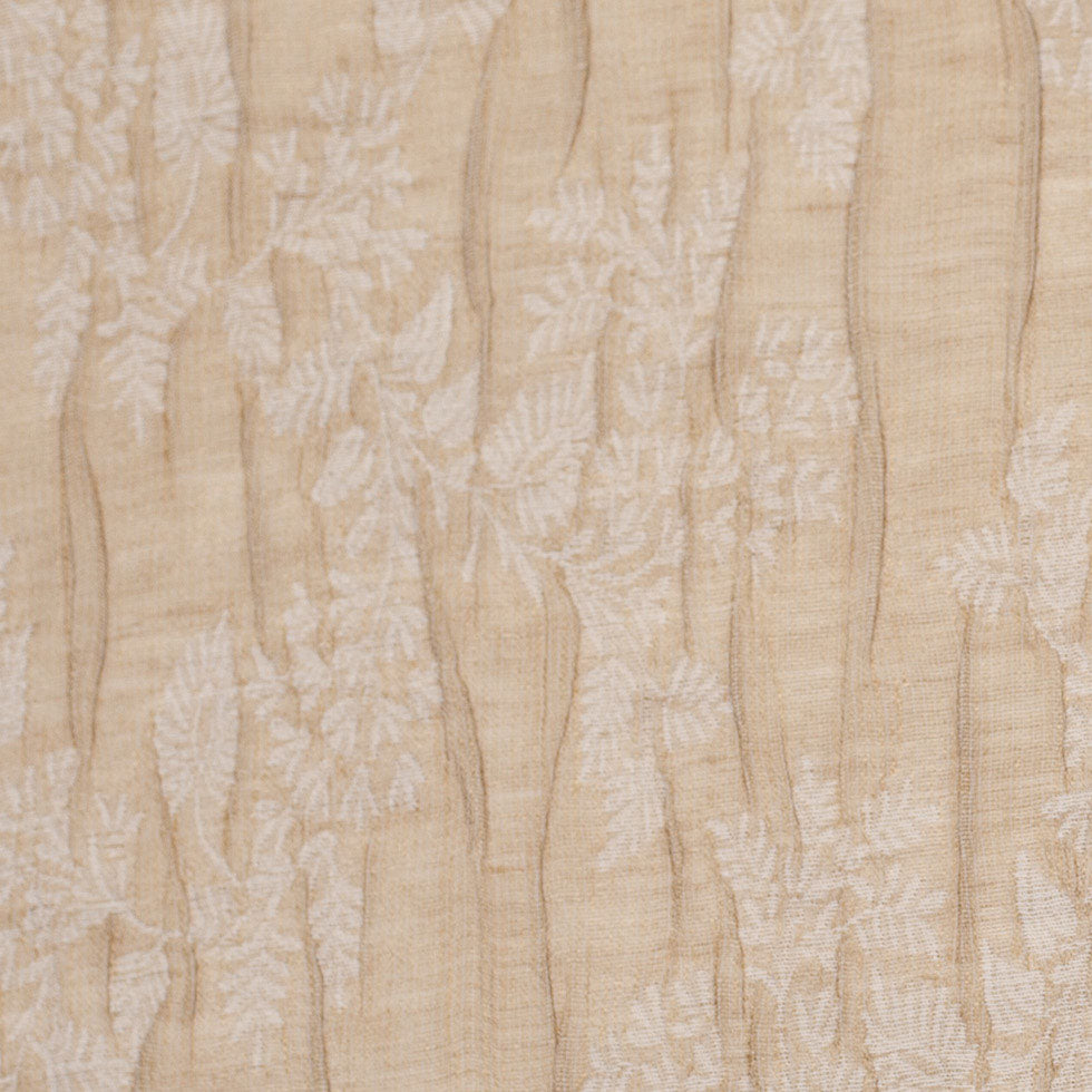Candid Ginger and Pristine White Polyester Crinkled Jacquard - Detail