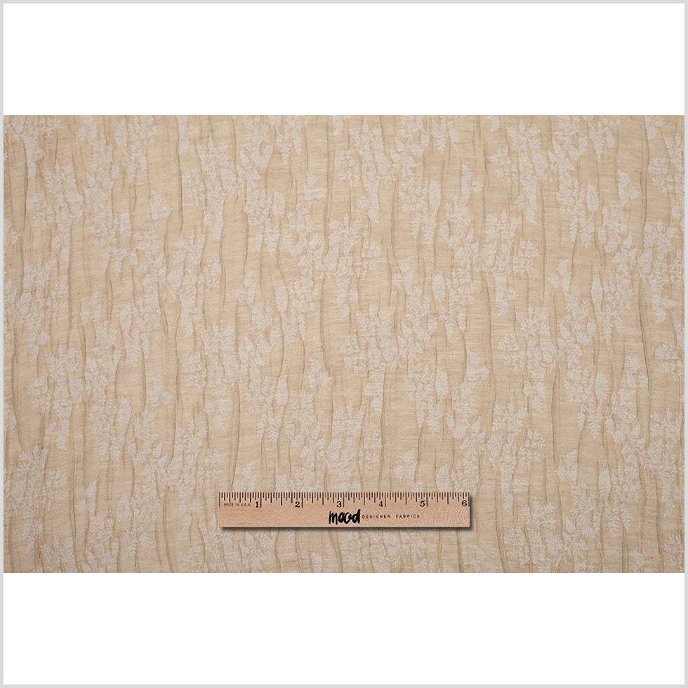 Candid Ginger and Pristine White Polyester Crinkled Jacquard - Full