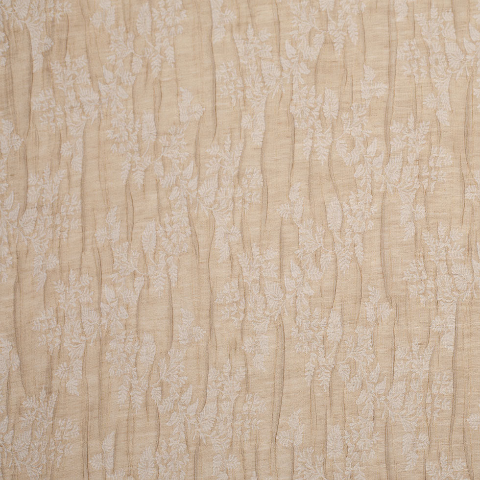 Candid Ginger and Pristine White Polyester Crinkled Jacquard