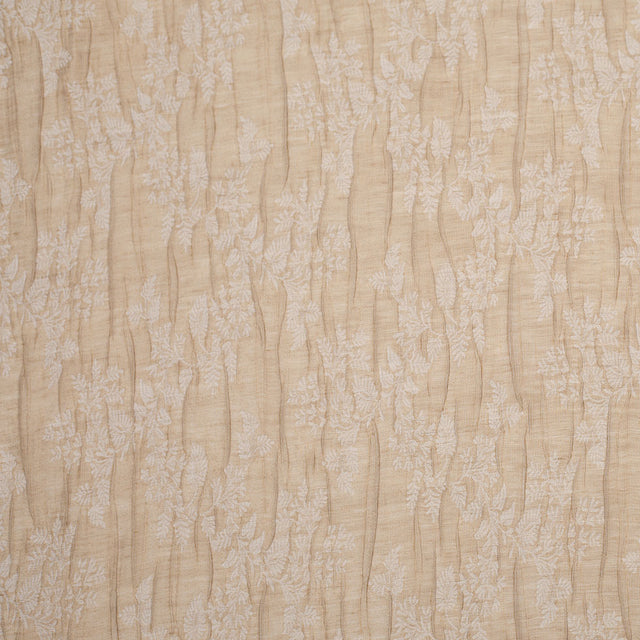 Candid Ginger and Pristine White Polyester Crinkled Jacquard