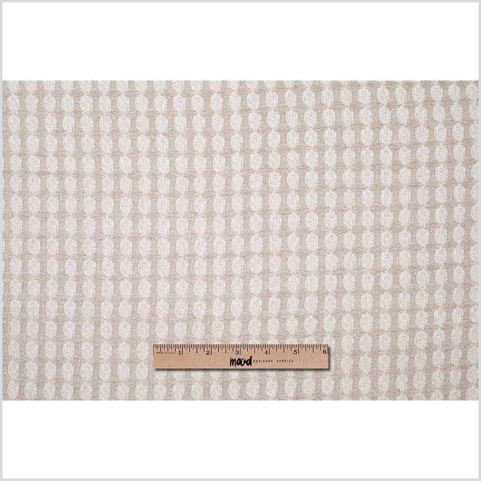 Bright White and Birch Checkered Cotton-Acrylic Boucle - Full