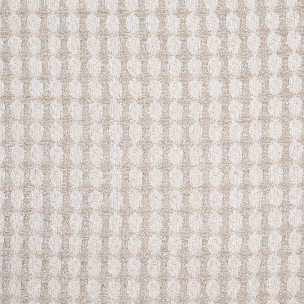 Bright White and Birch Checkered Cotton-Acrylic Boucle
