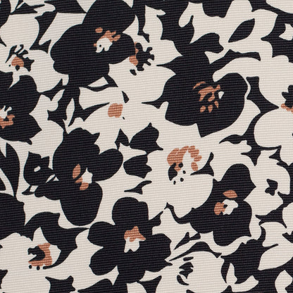 Black and White Floral Polyester Woven Detail