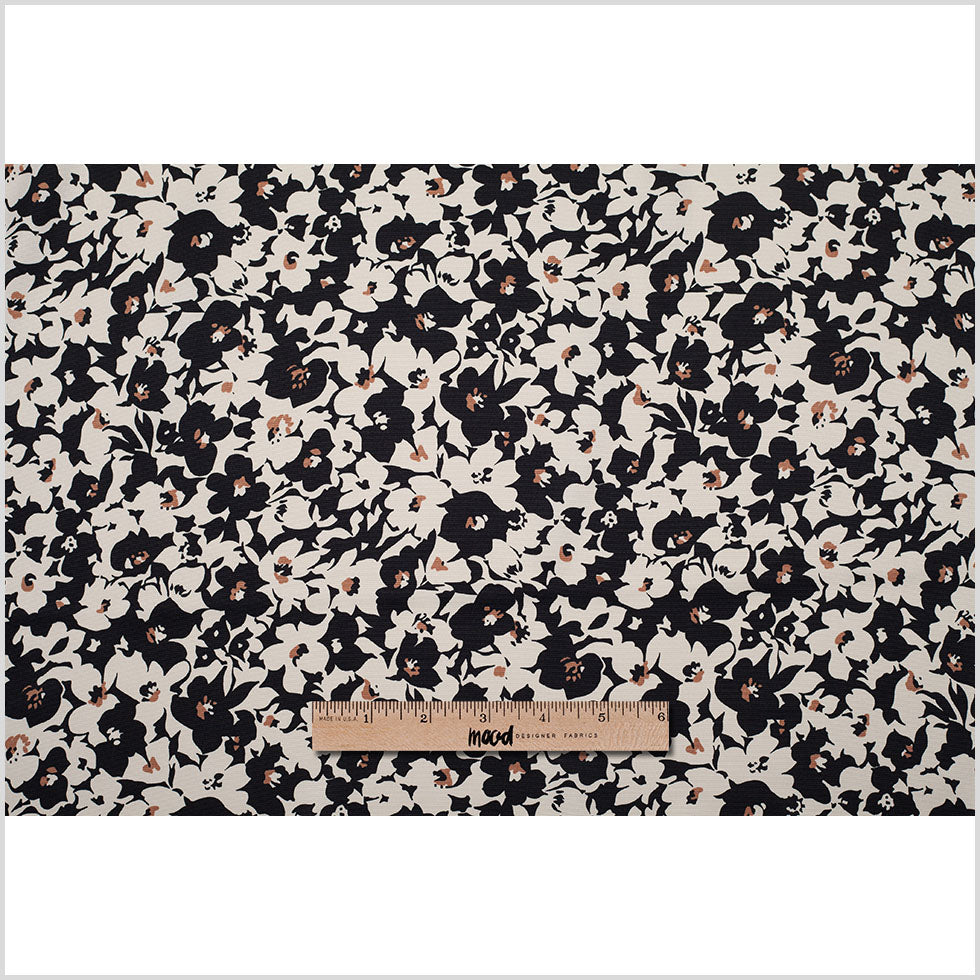 Black and White Floral Polyester Woven Full